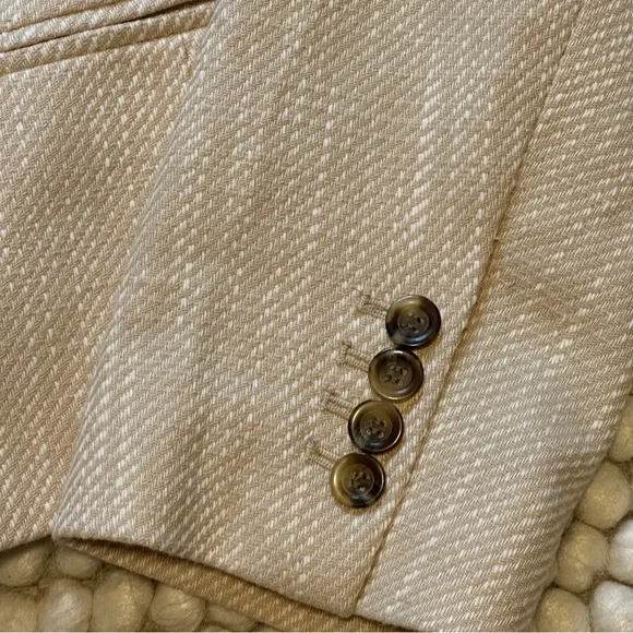๐ Ann Taylor Bone Natural Cream Textured Weave Work Blazer Size 8p Petite NWOT - Picture 6 of 11